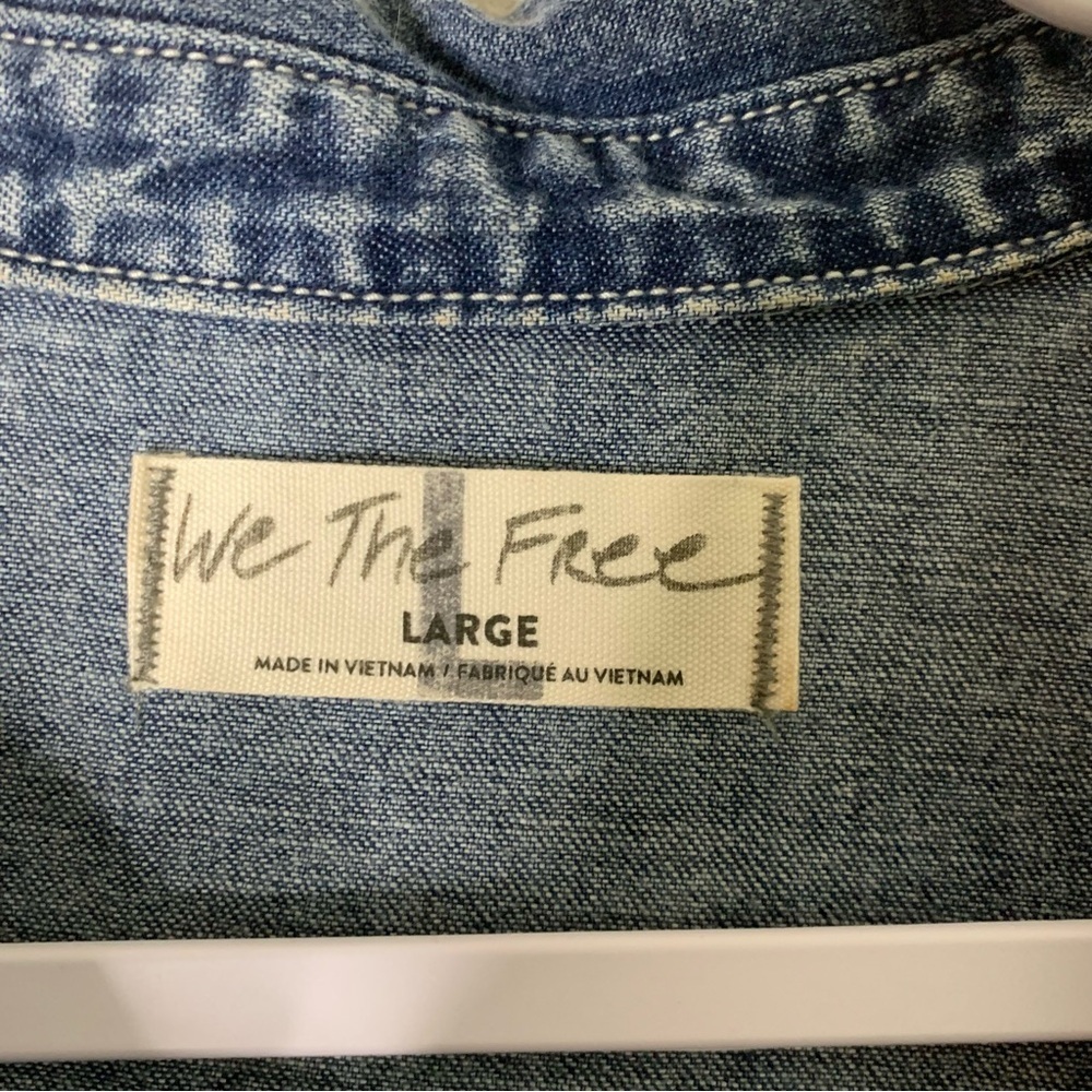 We the free Womens Blue Denim Hannah Long Sleeve Mini Dress L - Picture 8 of 10